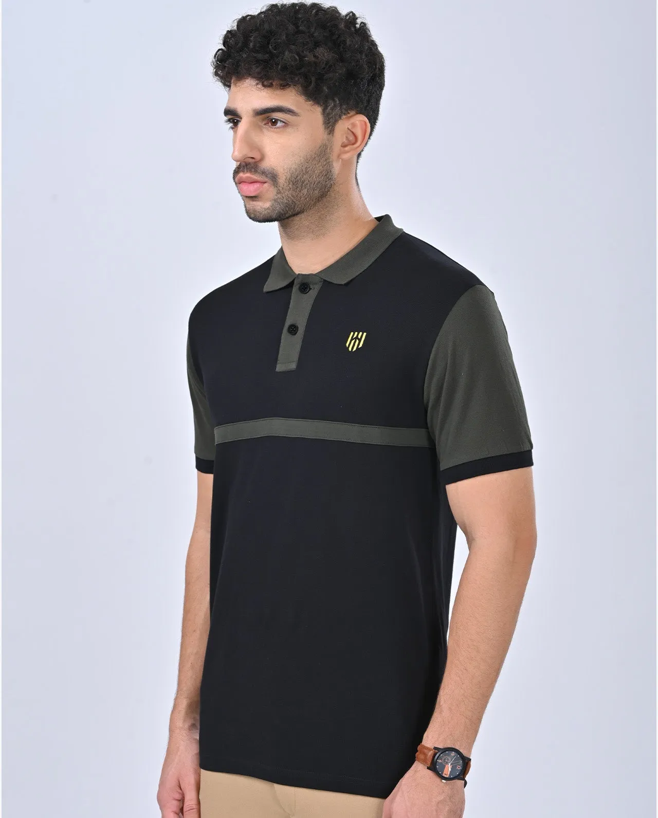 Army stripe polo T-shirt