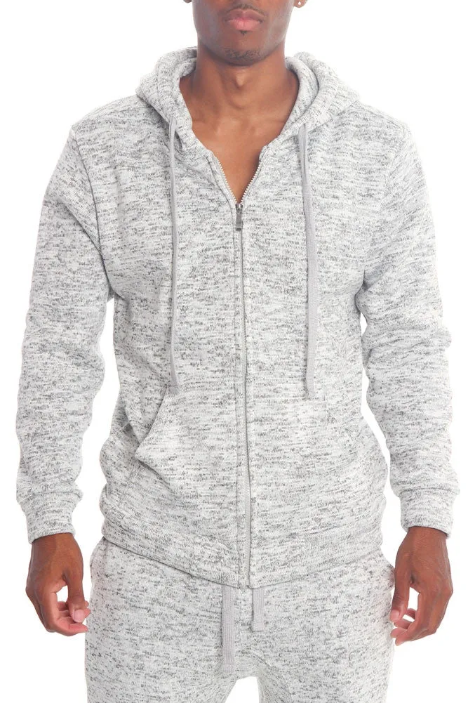 Basic Melange Zip Up Hoodie