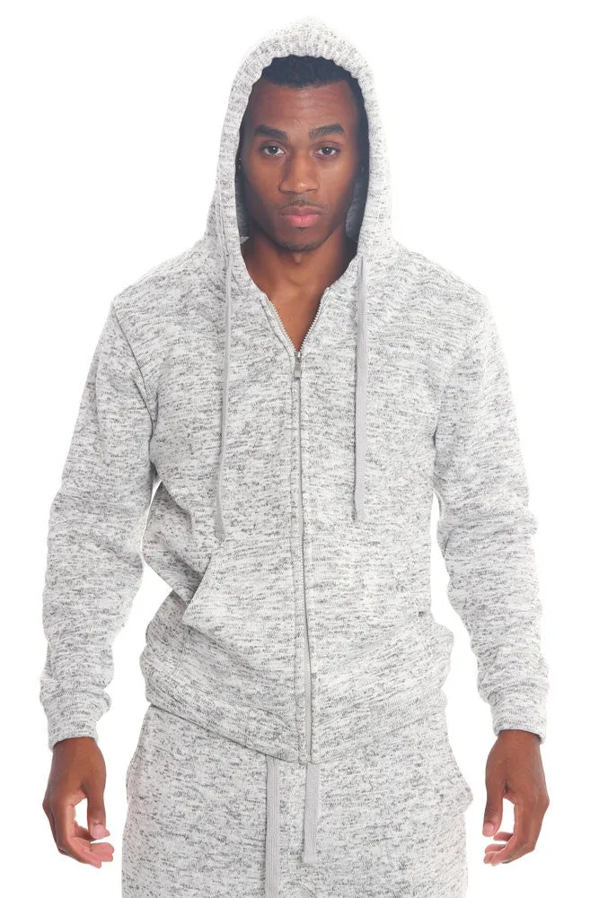 Basic Melange Zip Up Hoodie