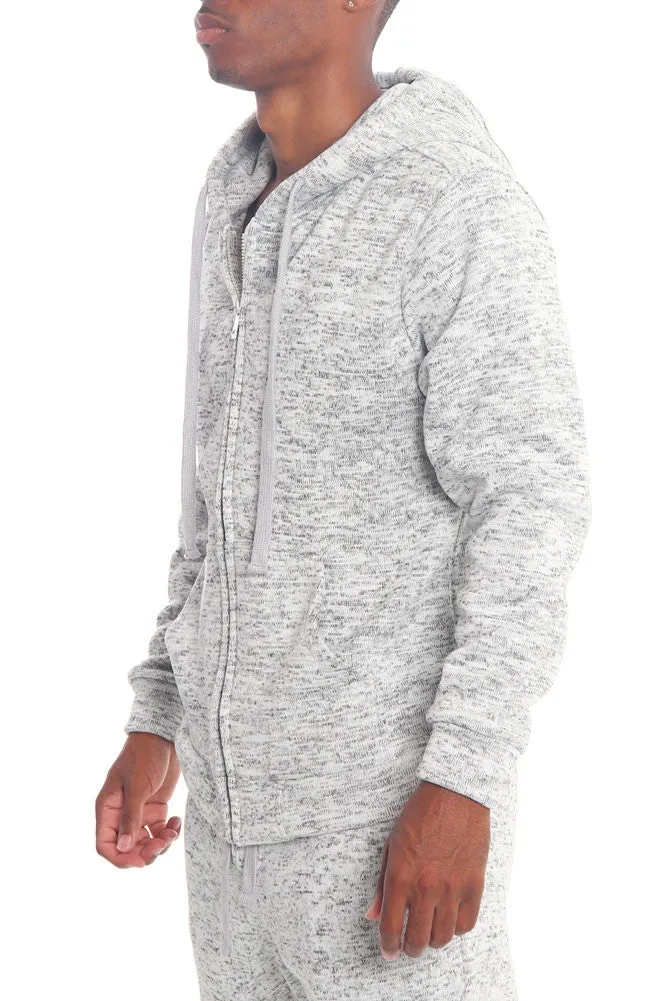 Basic Melange Zip Up Hoodie