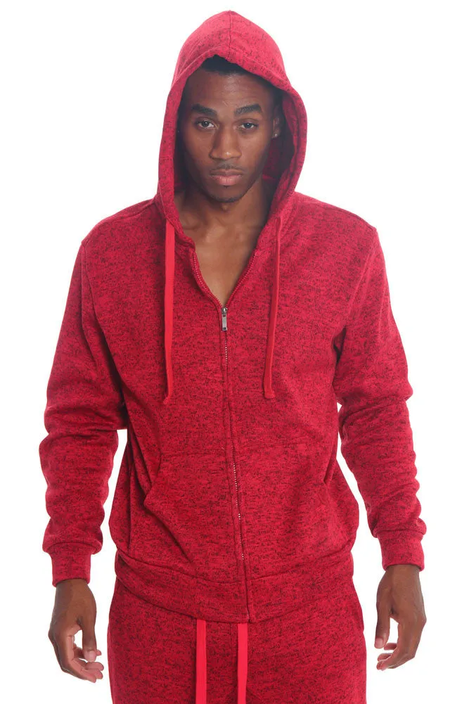 Basic Melange Zip Up Hoodie