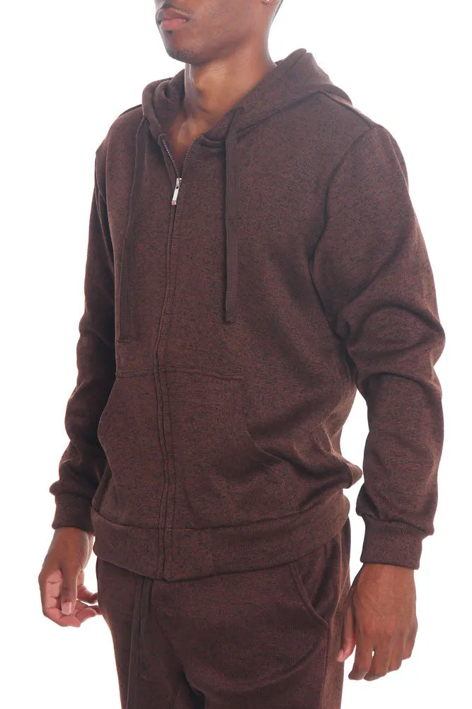 Basic Melange Zip Up Hoodie