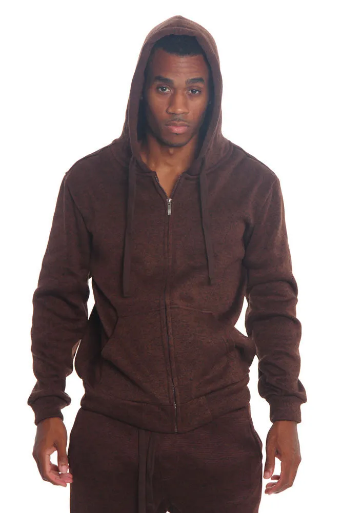 Basic Melange Zip Up Hoodie