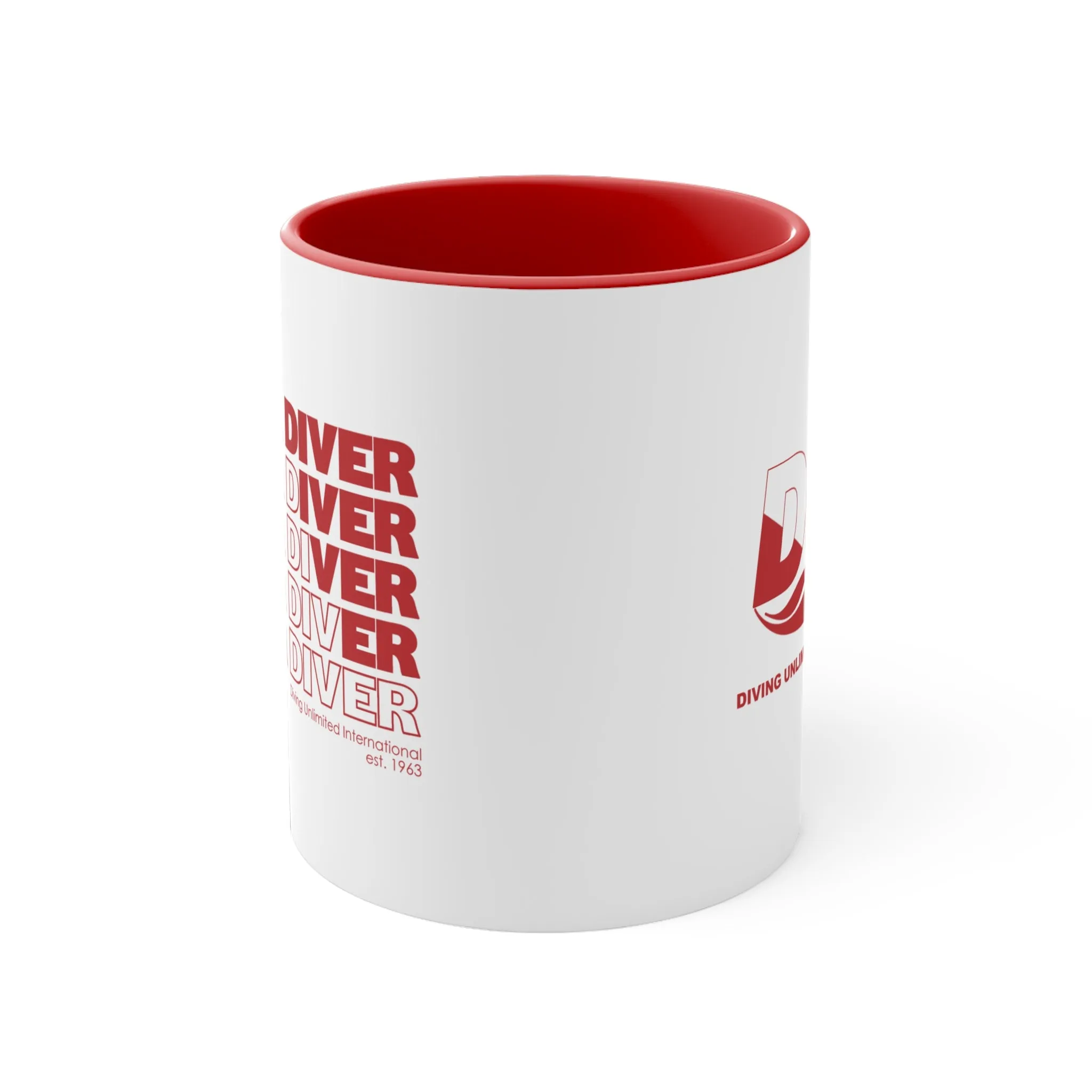 DUI Red Coffee Mug, 11oz - DUI Scuba Diver Flag Logo