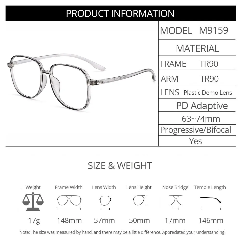 Gmei Unisex Eyeglasses Tr90 Frame Large Size Ultralight Plastic M9159