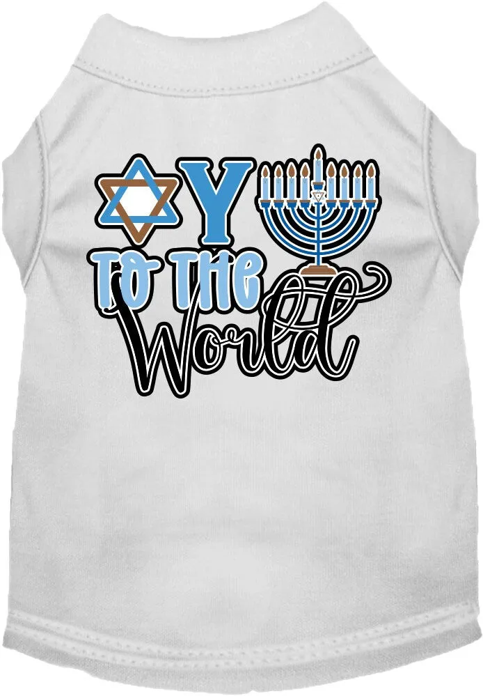 Hanukkah Pet Dog and Cat Shirt Screen Printed, "Oy To The World"