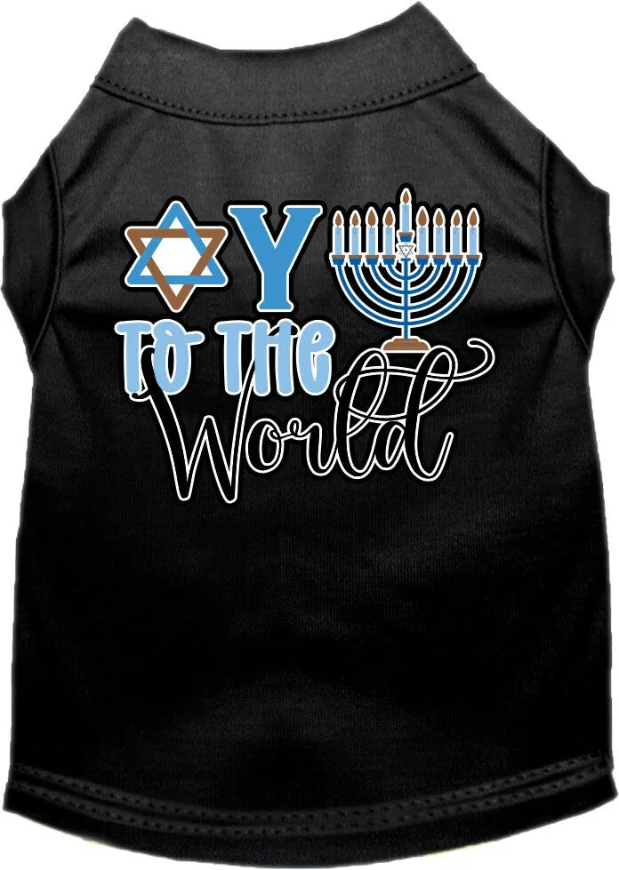 Hanukkah Pet Dog and Cat Shirt Screen Printed, "Oy To The World"