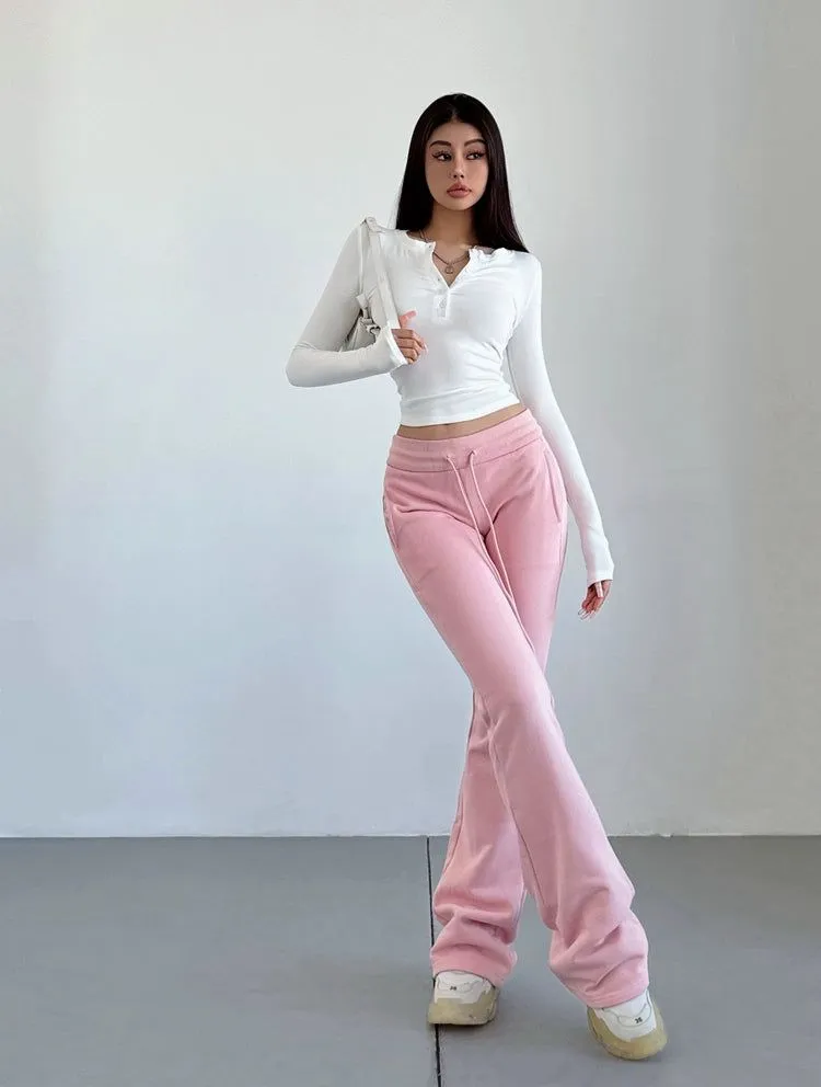 Livia Velvet Slim High Waist Flared Pants