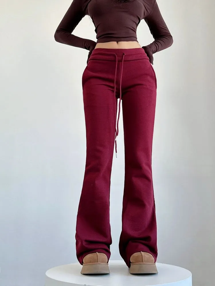 Livia Velvet Slim High Waist Flared Pants