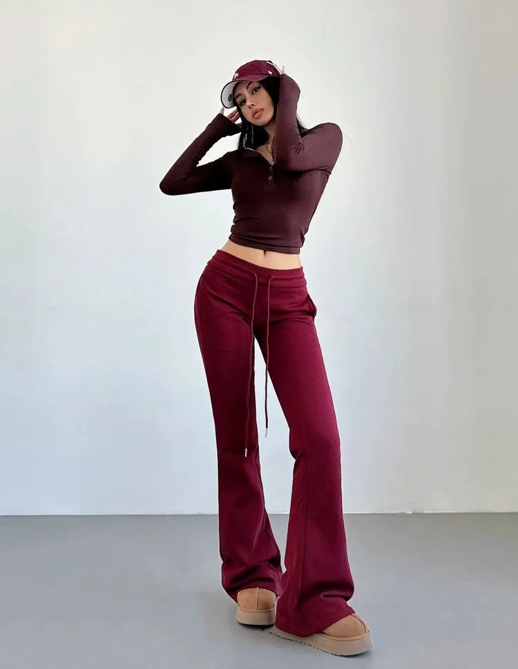 Livia Velvet Slim High Waist Flared Pants