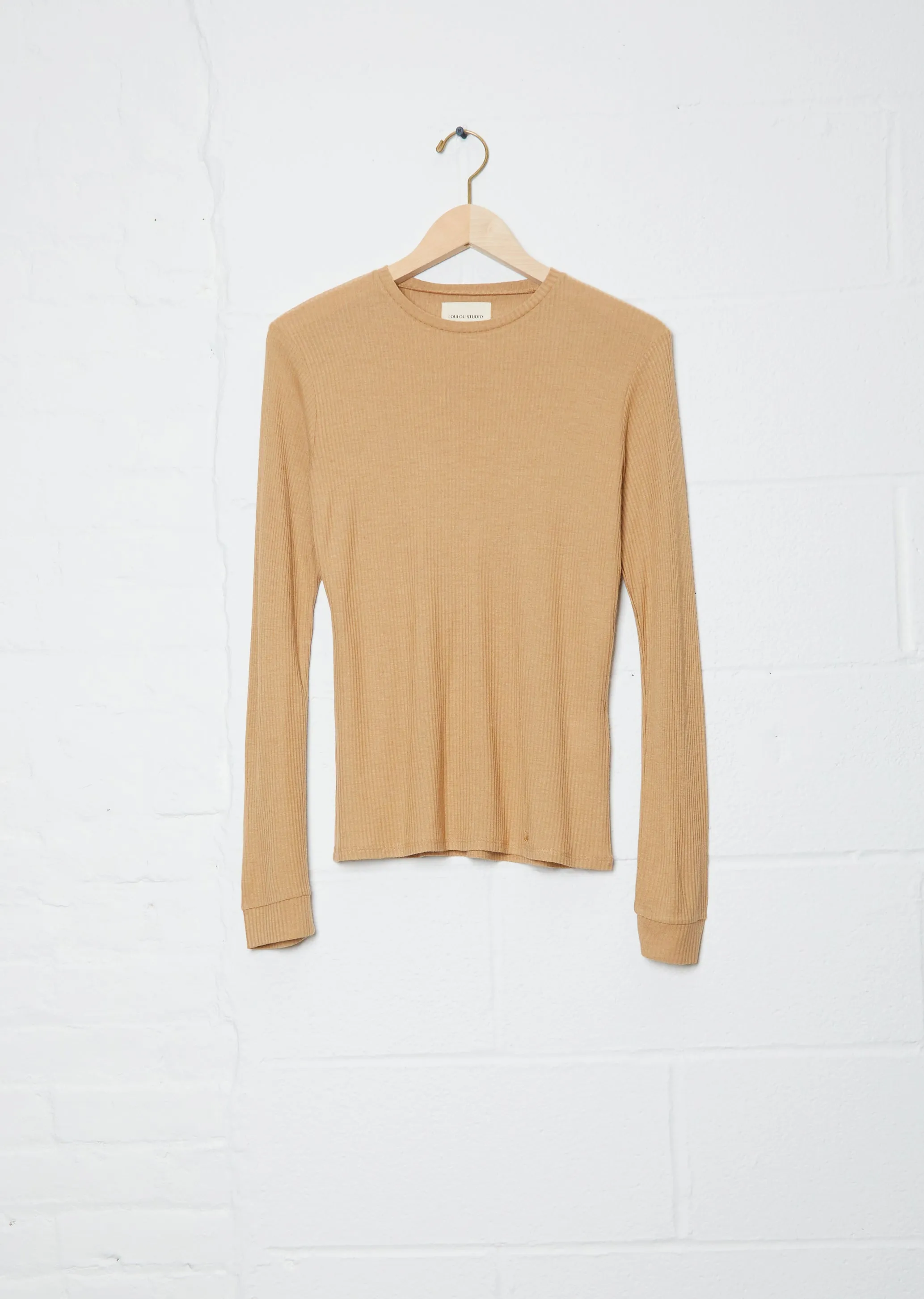 Manches Longues Col Rond Tee — Beige