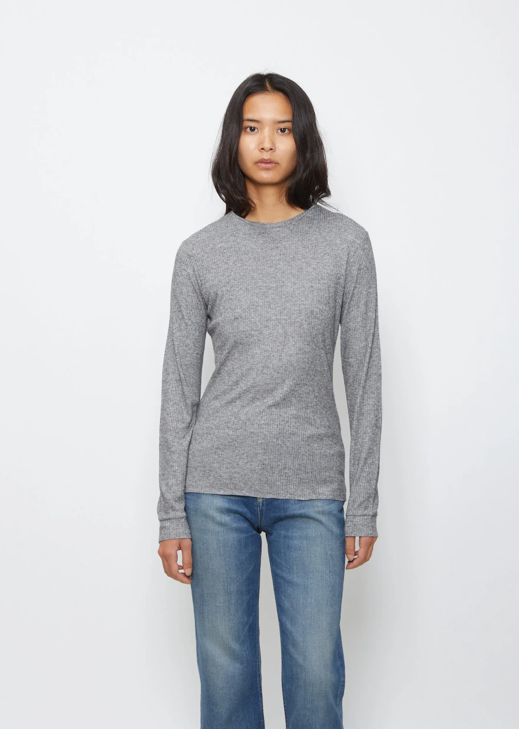 Manches Longues Col Rond Tee — Grey Melange