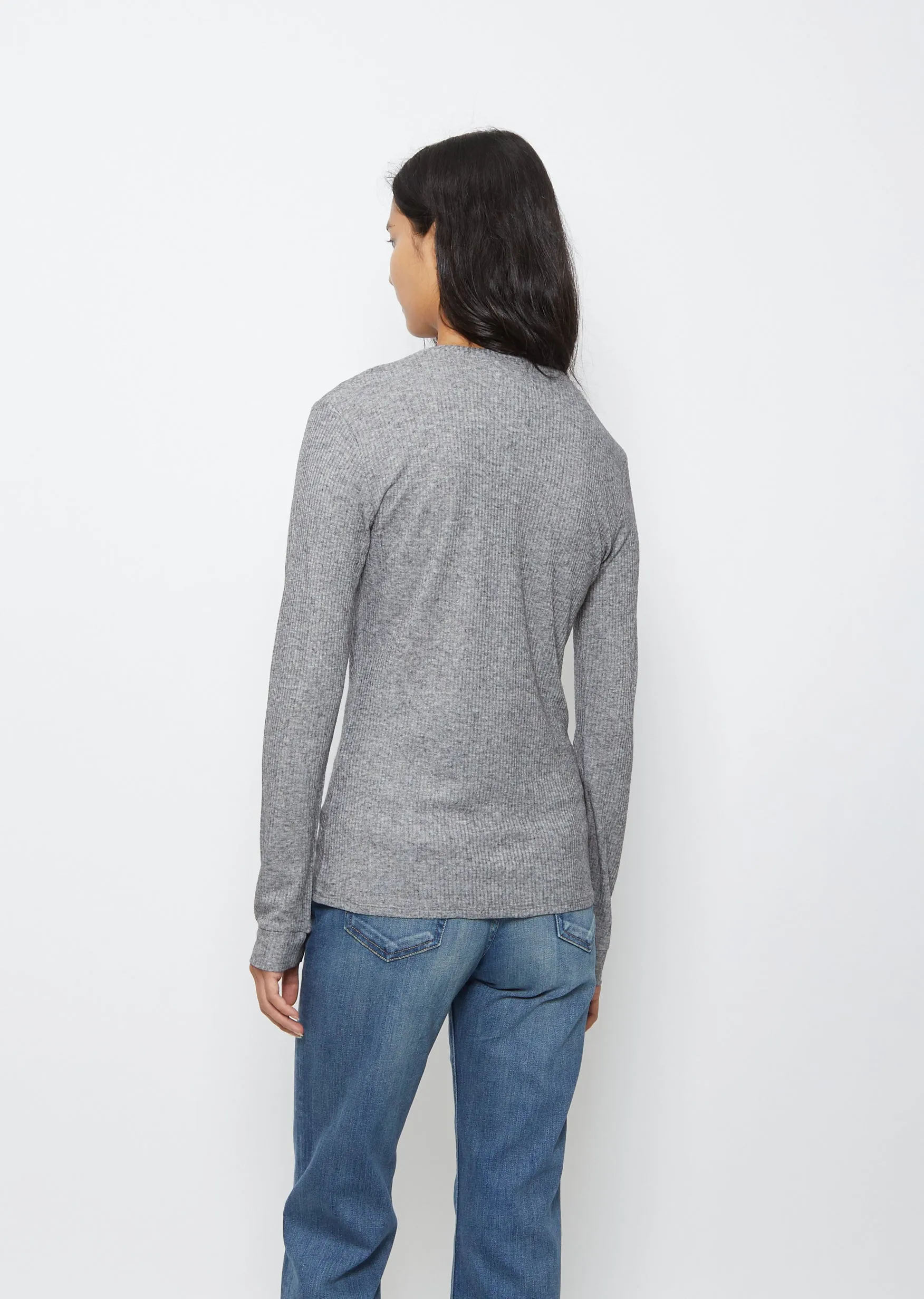 Manches Longues Col Rond Tee — Grey Melange