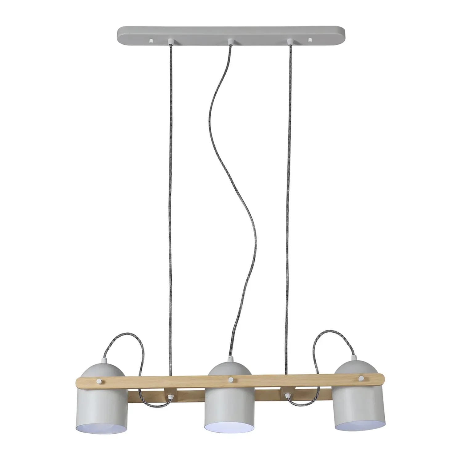 Mia Modern Iron and Wood 3 Light Pendant Light, Black or White, PL0313