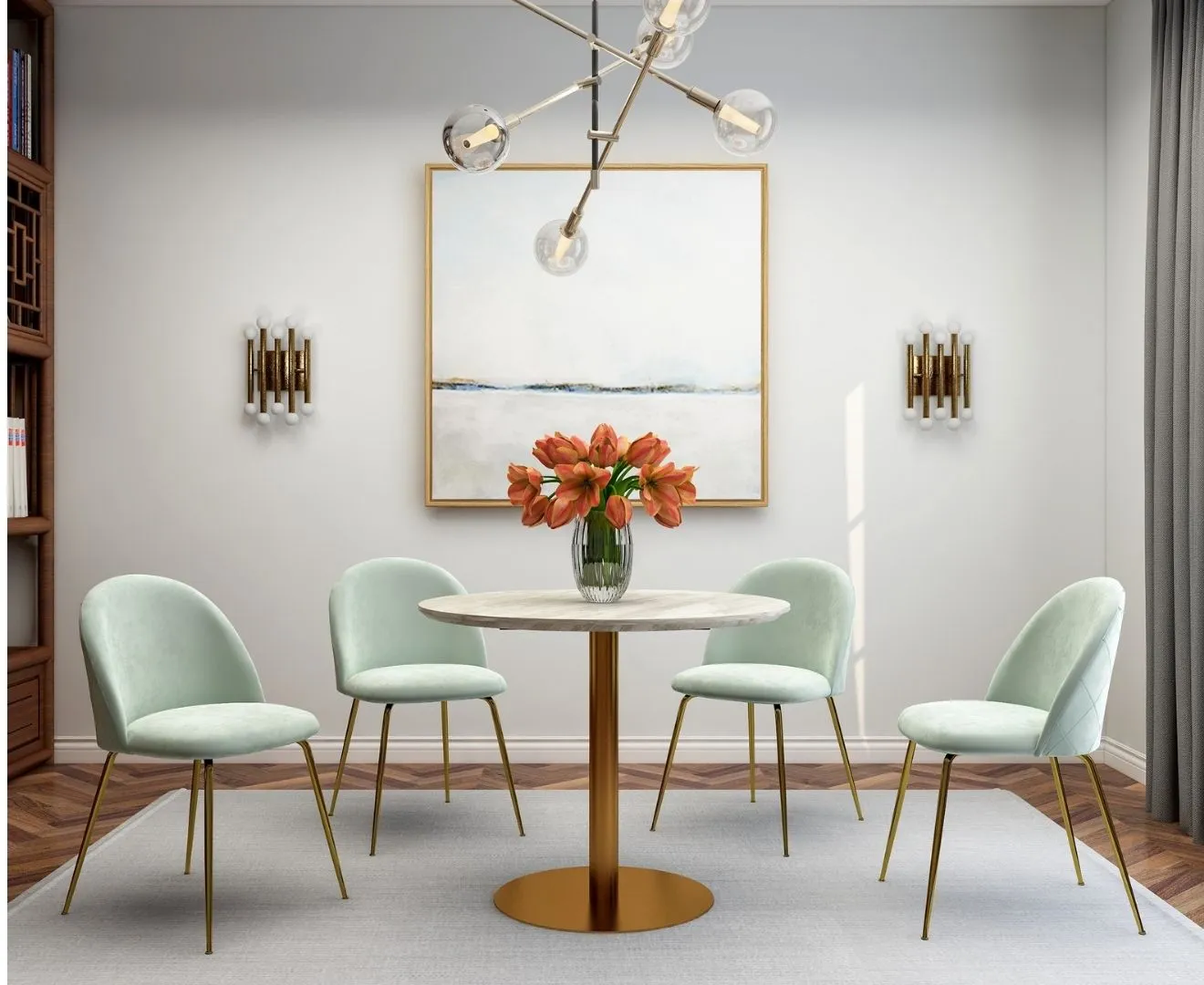 Mint Audrey Taylor Gold 5 Piece Dining Set Table and Chairs