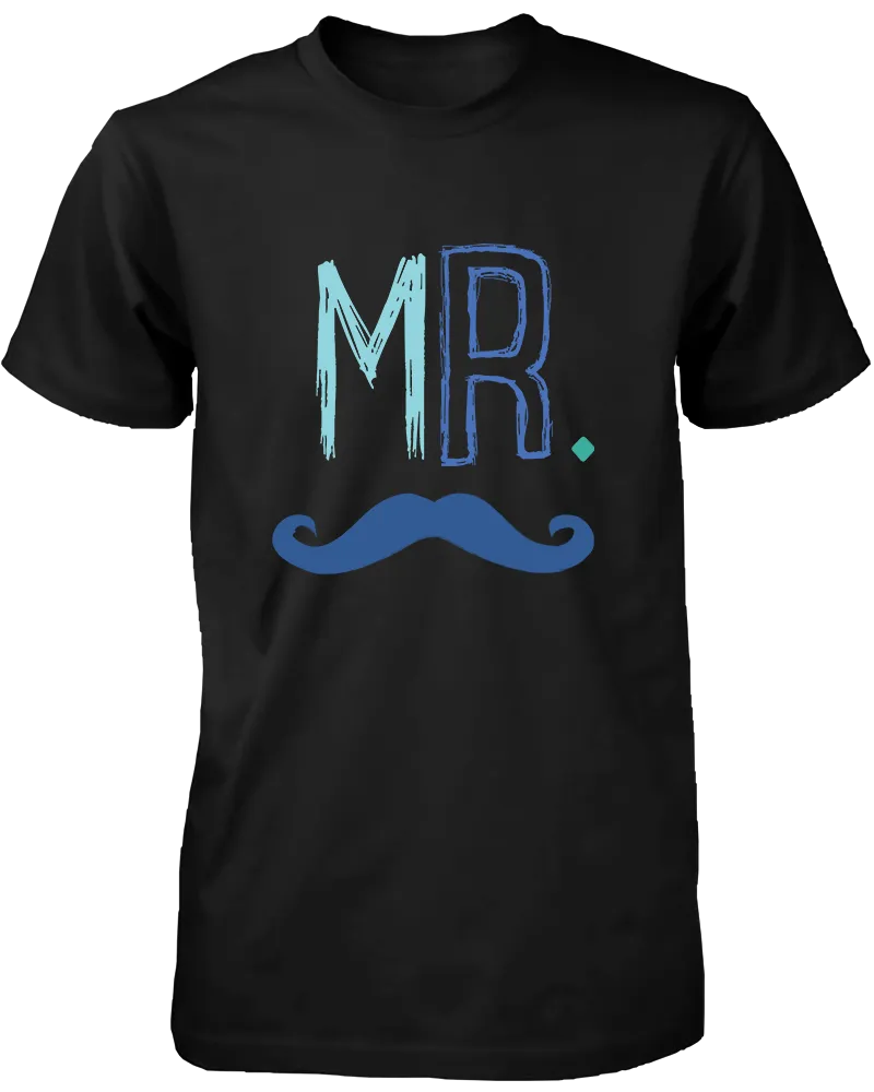 Mr. Blue Mustache & Mrs. Pink Lips Matching Couple Shirts (Set)