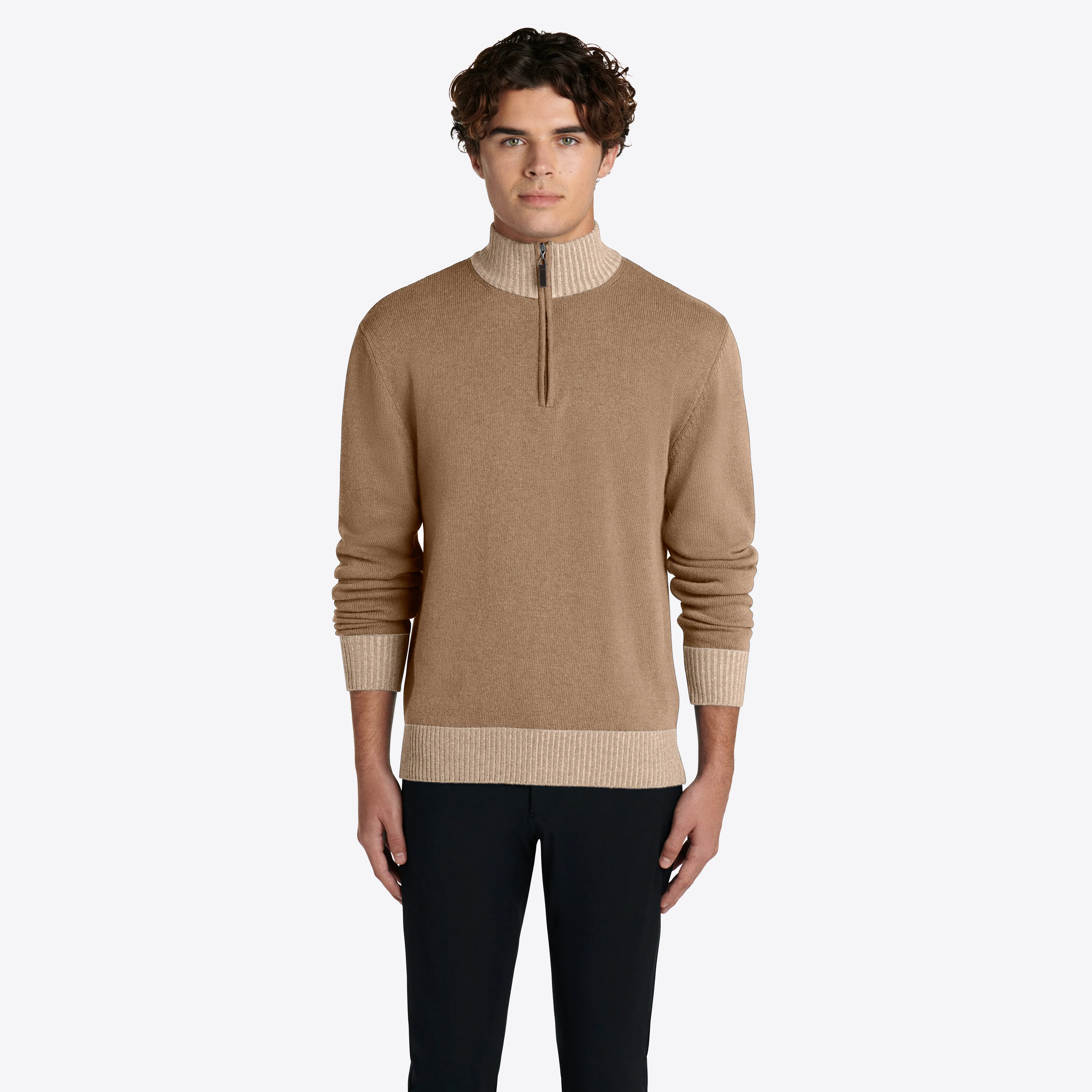 Solid Quarter Zip Mock Neck Sweater