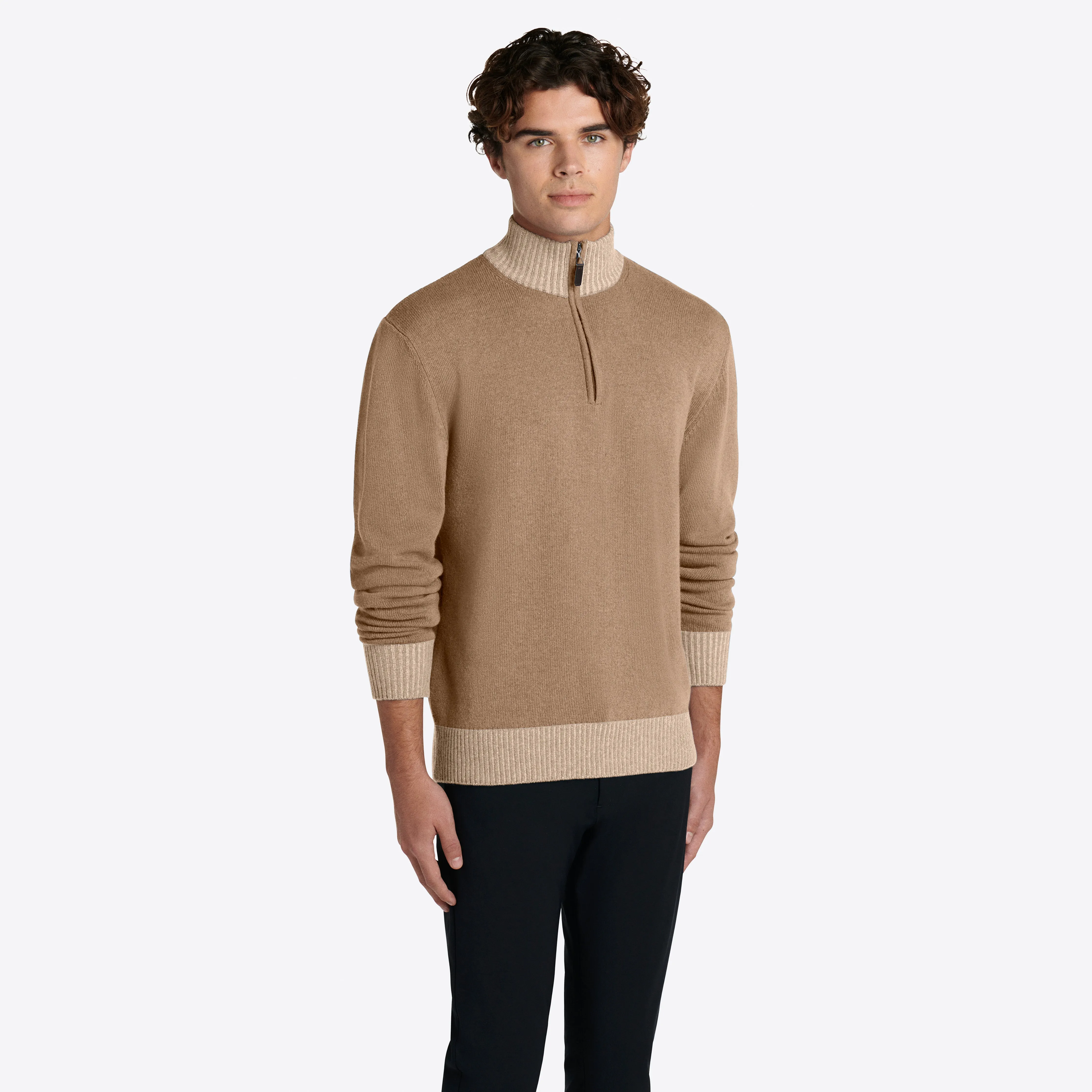 Solid Quarter Zip Mock Neck Sweater