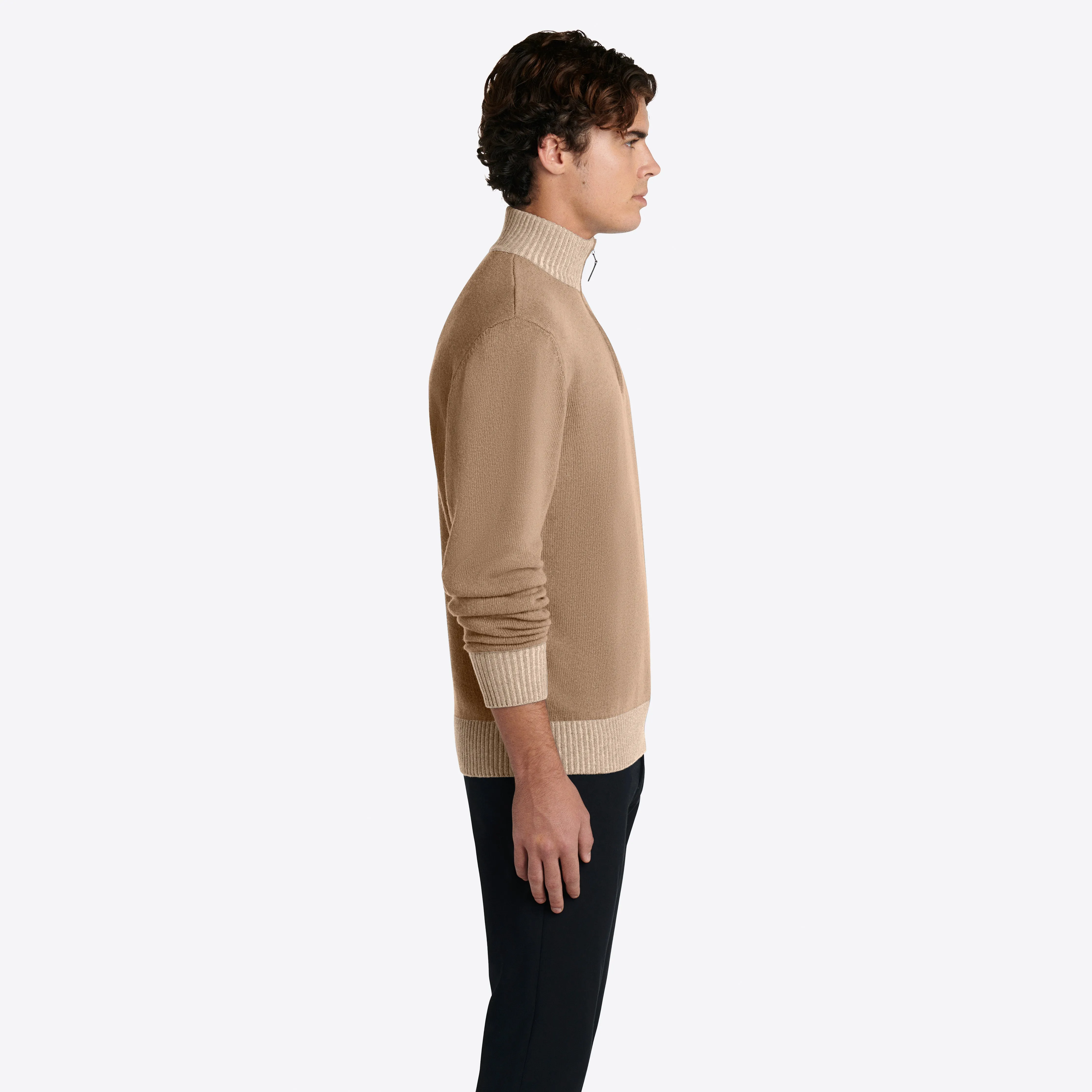 Solid Quarter Zip Mock Neck Sweater