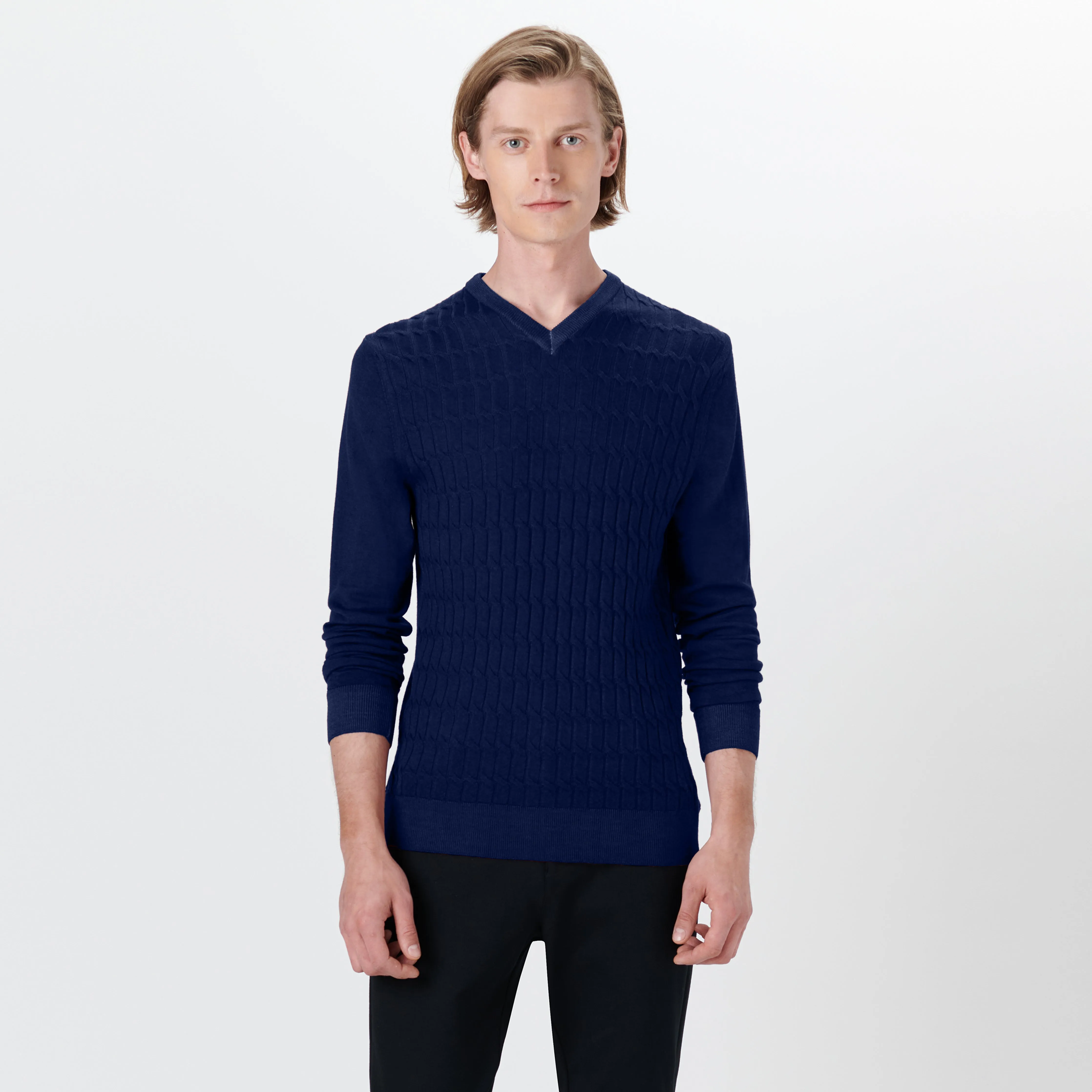 Super Merino V-Neck Cable Sweater