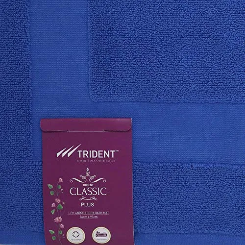 Trident Classic Plus Terry Cotton Bath Mat - 2300 GSM- Super Absorbent & Soft, Easy Care- for Bathroom, Door Mat (Set of 1, Palace Blue)