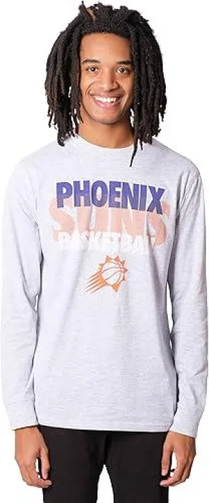 Ultra Game NBA Official Men’s Super Soft Supreme Long Sleeve T-Shirt - Unisex, Phoenix Suns, Heather Gray|Phoenix Suns