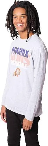 Ultra Game NBA Official Men’s Super Soft Supreme Long Sleeve T-Shirt - Unisex, Phoenix Suns, Heather Gray|Phoenix Suns