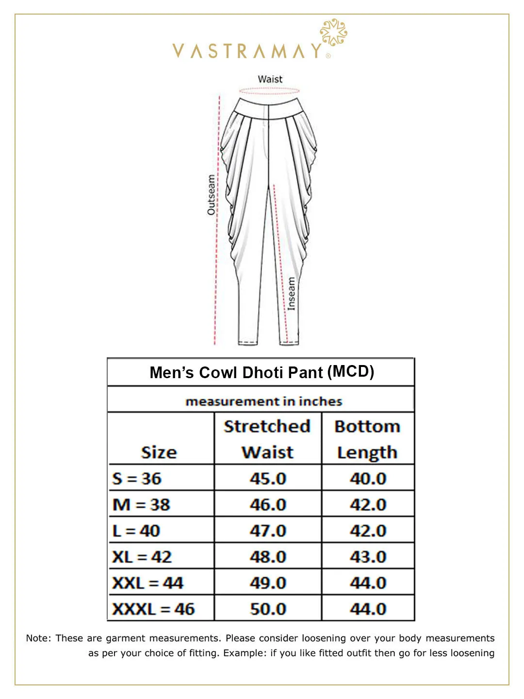 VASTRAMAY Men's Cream Cotton Blend Cowl Dhoti