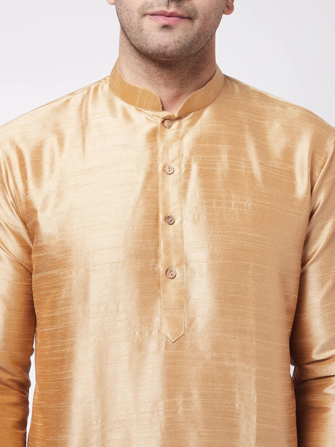 VASTRAMAY Rose Gold Silk Kurta Dhoti