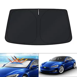 Windshield Sun Shade for 2012-2021 Tesla Model S Sedan Accessories Sunshade Window Shade Foldable Blocks UV Rays Keep Your Car Cooler