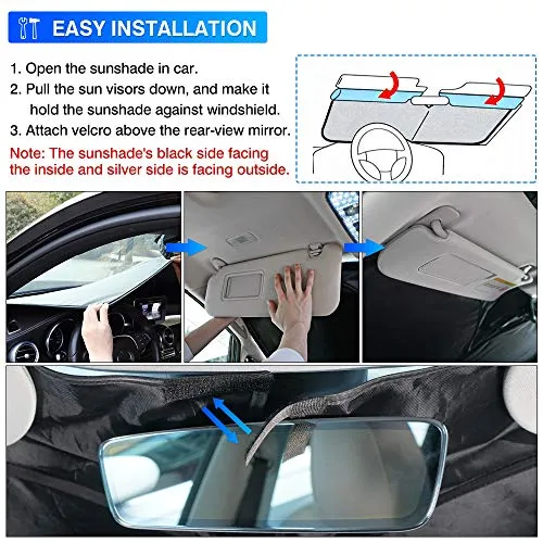 Windshield Sun Shade for 2012-2021 Tesla Model S Sedan Accessories Sunshade Window Shade Foldable Blocks UV Rays Keep Your Car Cooler