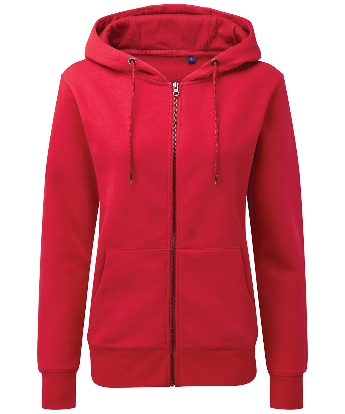 Womens zip-through organic hoodie | Cherry Red