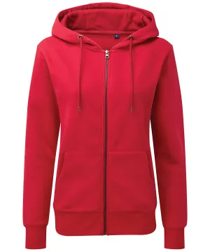 Womens zip-through organic hoodie | Cherry Red